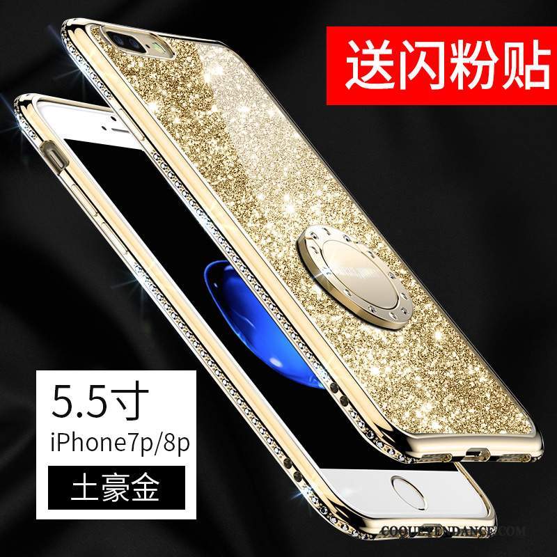 iPhone 8 Plus Coque Multicolore Anneau Incassable Transparent Strass