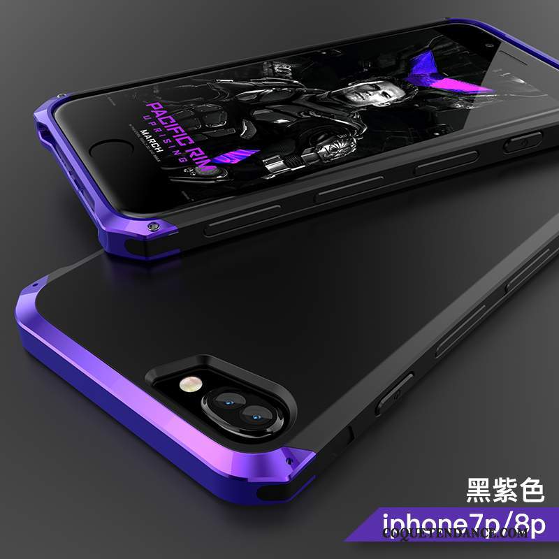 iPhone 8 Plus Coque Métal Créatif Personnalité Tout Compris Violet