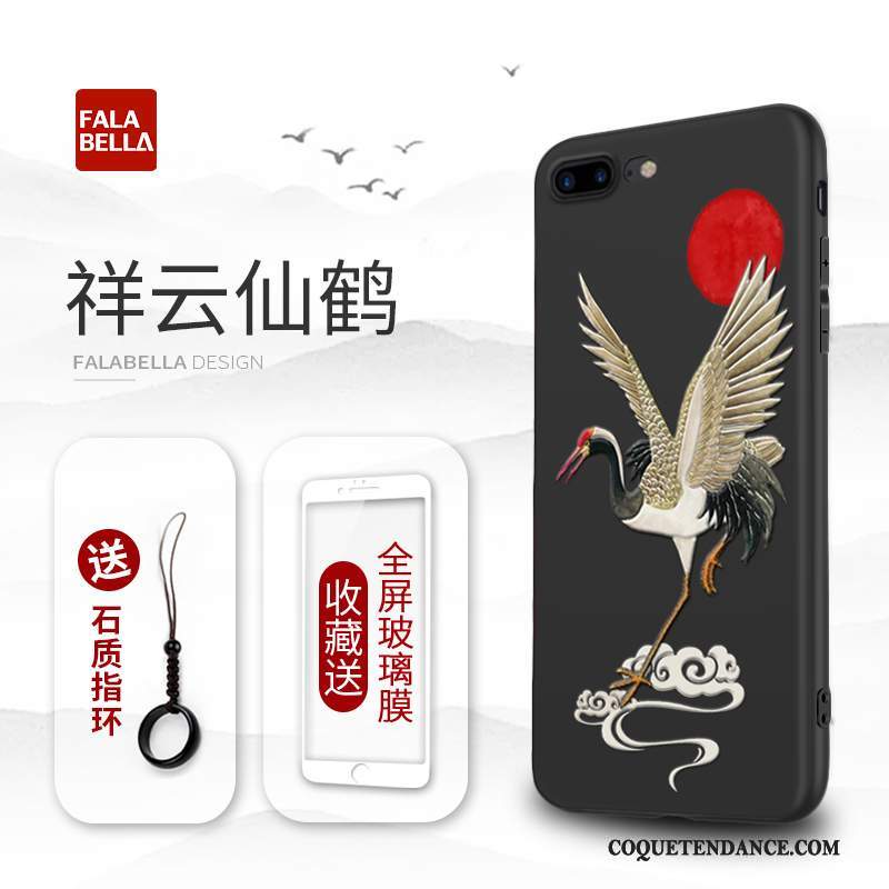 iPhone 8 Plus Coque Nouveau Noir Fluide Doux De Téléphone Style Chinois