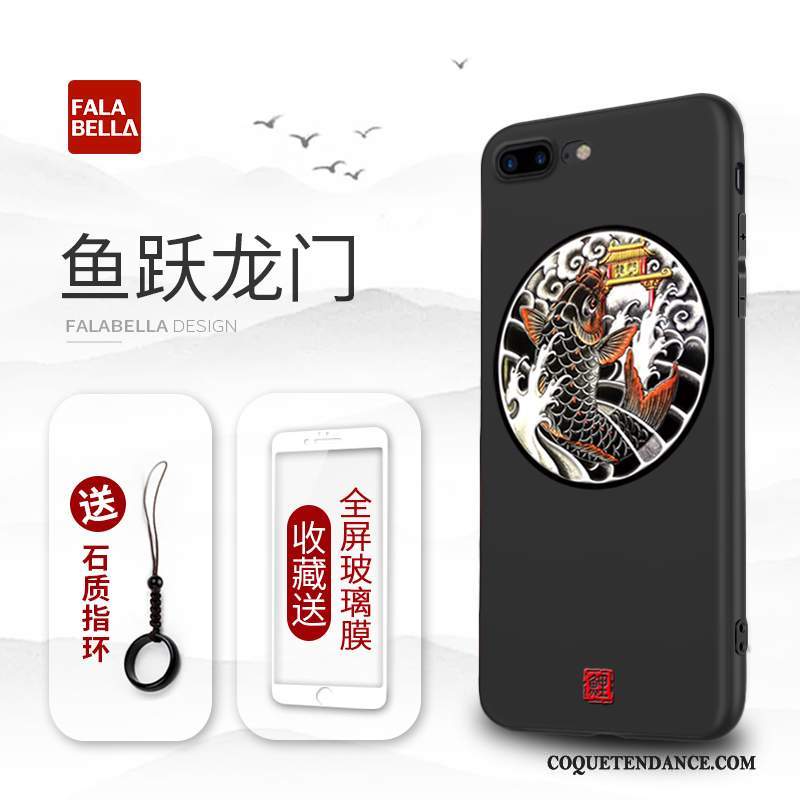 iPhone 8 Plus Coque Nouveau Noir Fluide Doux De Téléphone Style Chinois