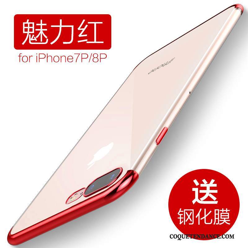 iPhone 8 Plus Coque Rouge Fluide Doux Incassable Tout Compris Transparent