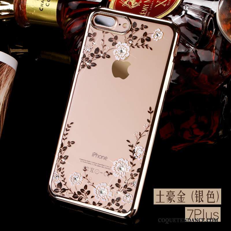 iPhone 8 Plus Coque Strass De Téléphone Transparent Luxe Difficile