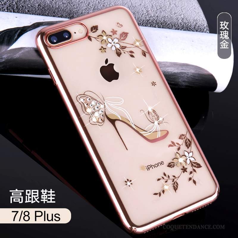 iPhone 8 Plus Coque Strass De Téléphone Transparent Luxe Difficile