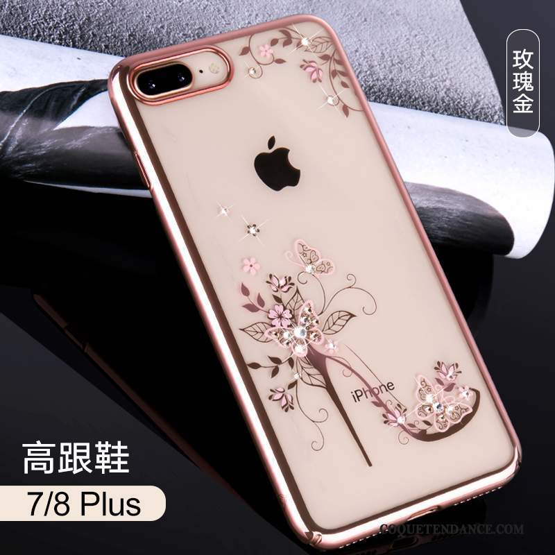 iPhone 8 Plus Coque Strass De Téléphone Transparent Luxe Difficile