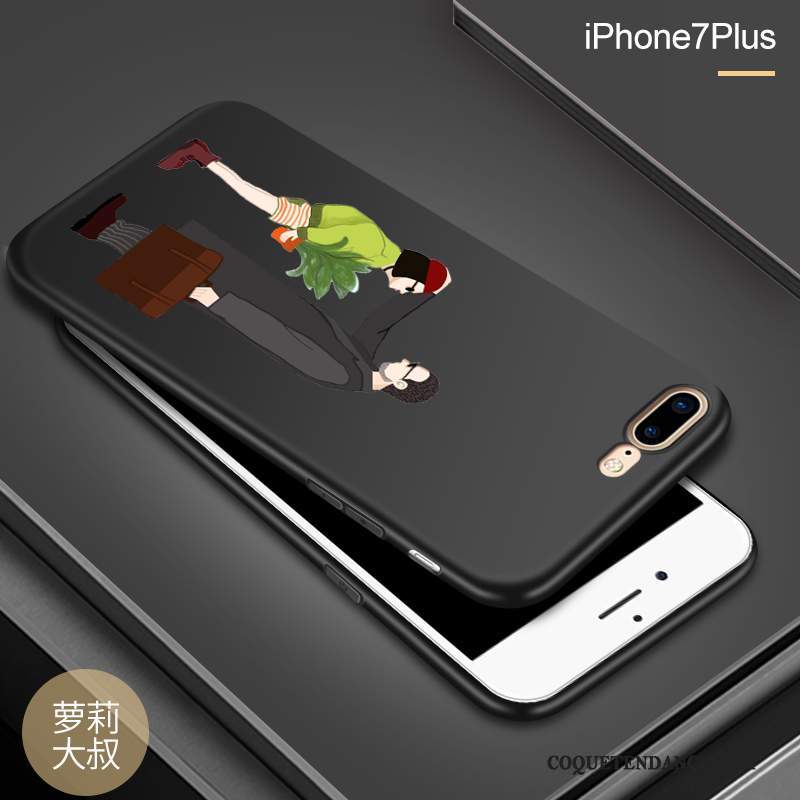 iPhone 8 Plus Coque Tendance Délavé En Daim Jaune Personnalité Vert