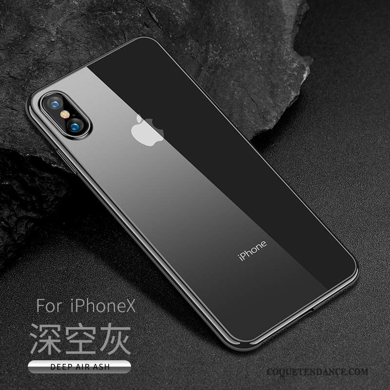 iPhone X Coque Argent Blanc Silicone Transparent Nouveau