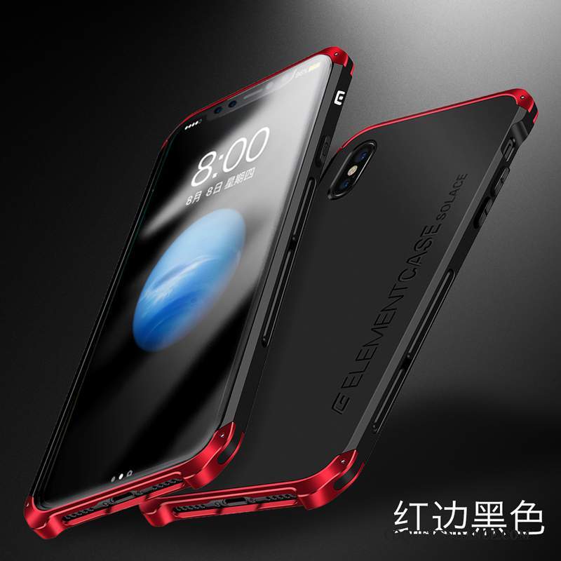 iPhone X Coque Marque De Tendance De Téléphone Métal Rouge Protection