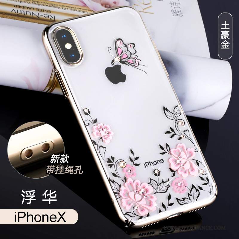 iPhone X Coque Multicolore Incassable Étui Strass Luxe