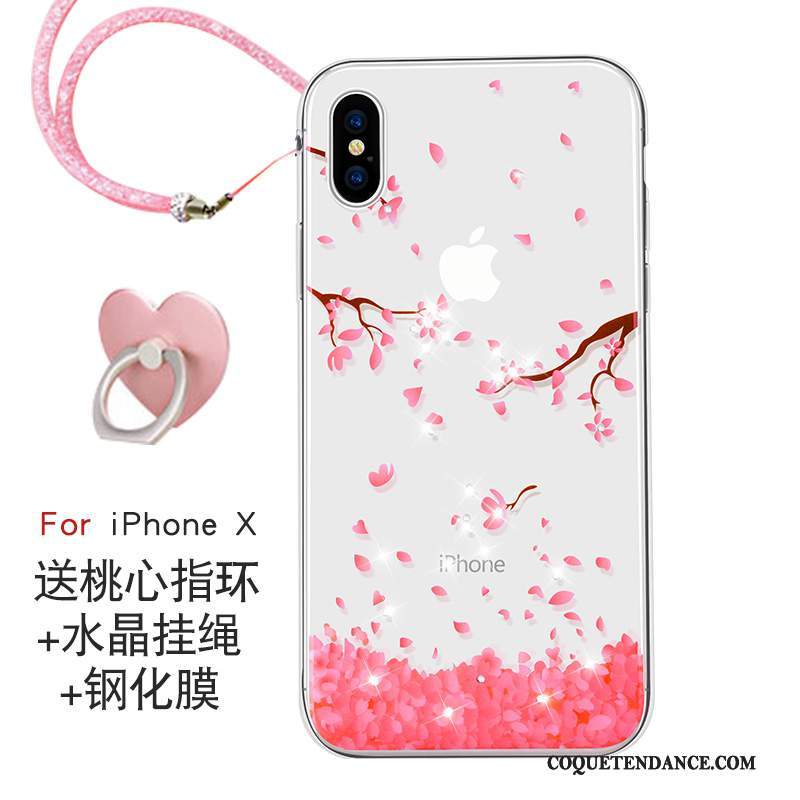 iPhone X Coque Rose Marque De Tendance De Téléphone Ornements Suspendus Nouveau