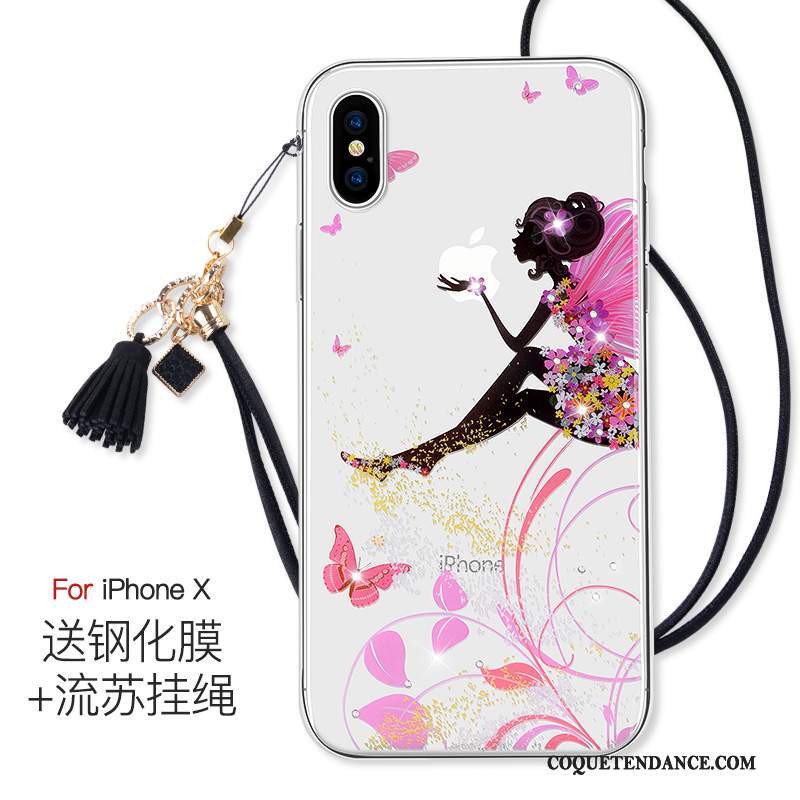 iPhone X Coque Transparent Incassable Marque De Tendance De Téléphone Anneau