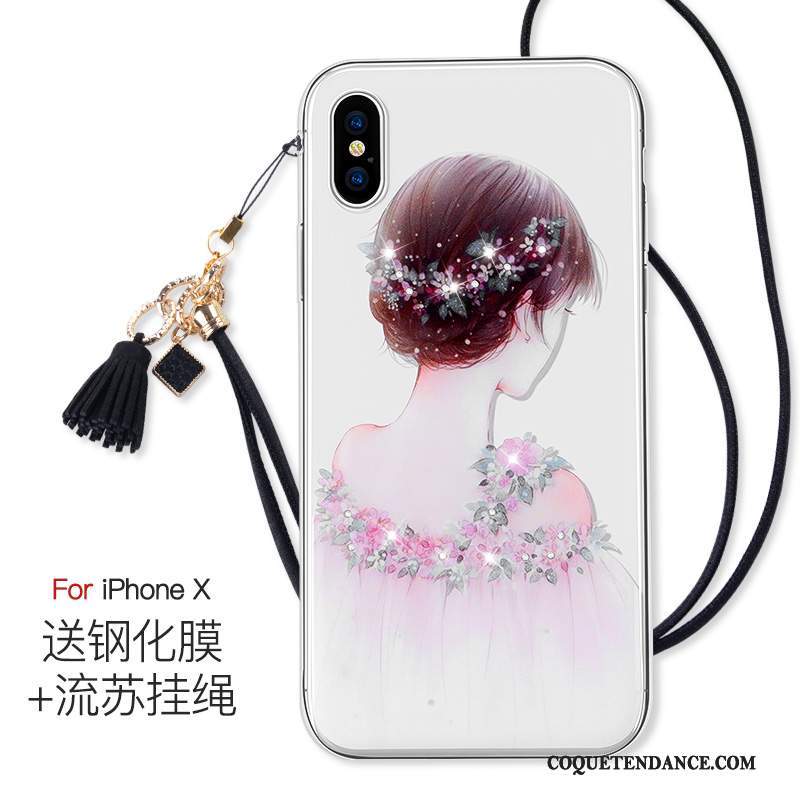 iPhone X Coque Transparent Incassable Marque De Tendance De Téléphone Anneau