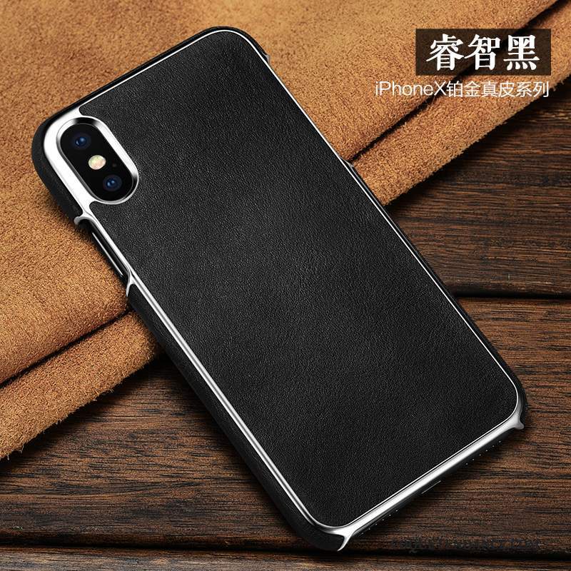 iPhone X Coque Étui Marron Étui En Cuir Protection Cuir Véritable