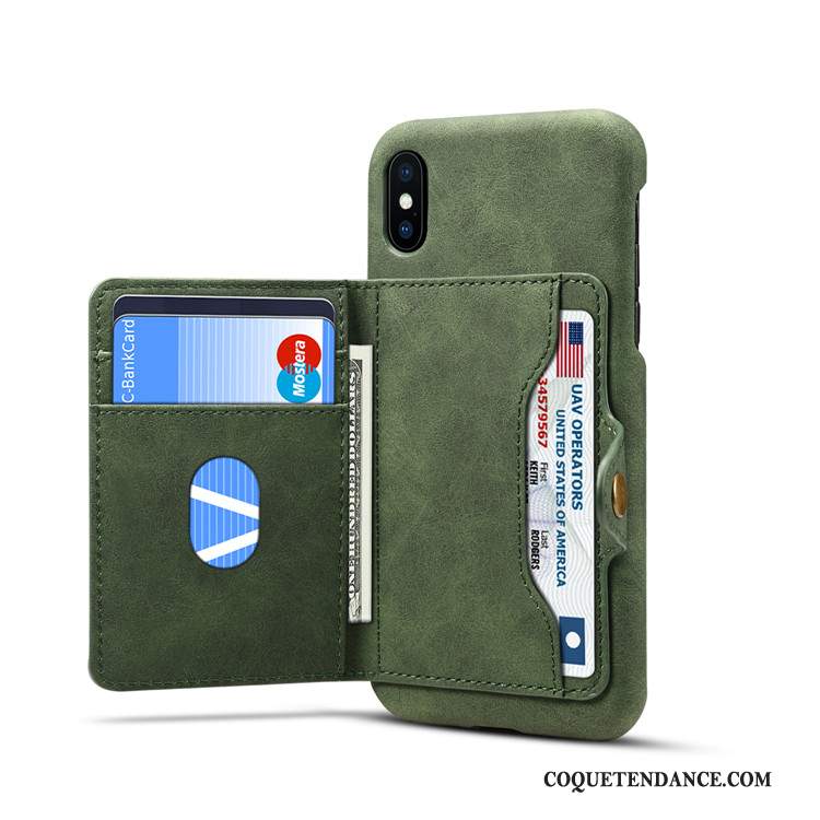 iPhone Xs Coque Carte Protection Étui Portefeuille Vert