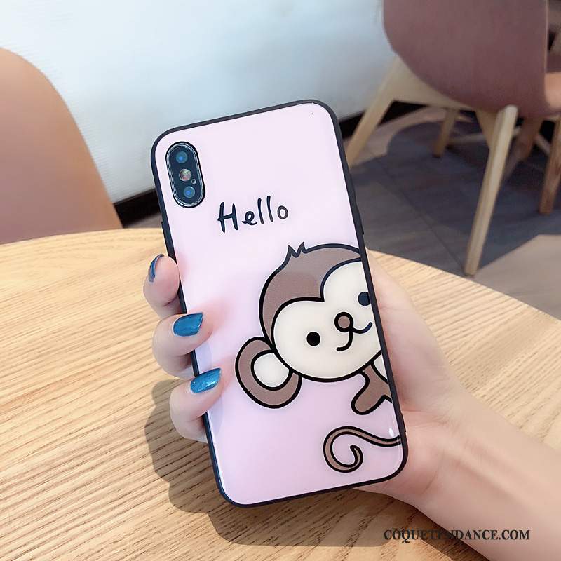 iPhone Xs Coque De Téléphone Singe Amoureux Créatif Rose