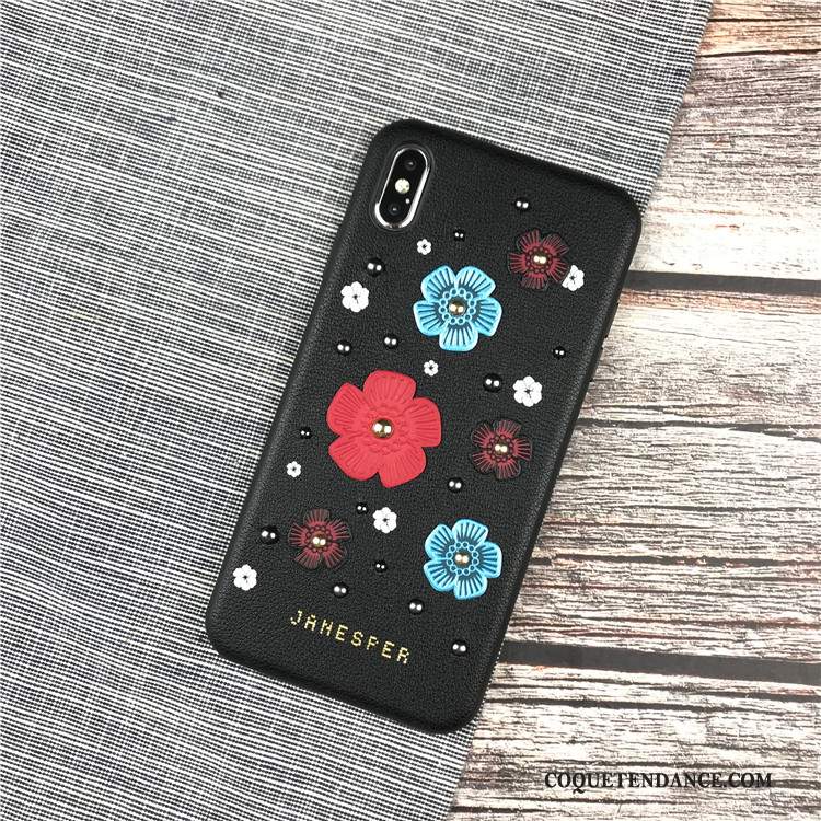 iPhone Xs Coque Fleurs Nouveau Étui Dimensionnel Protection