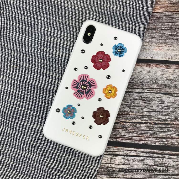 iPhone Xs Coque Fleurs Nouveau Étui Dimensionnel Protection