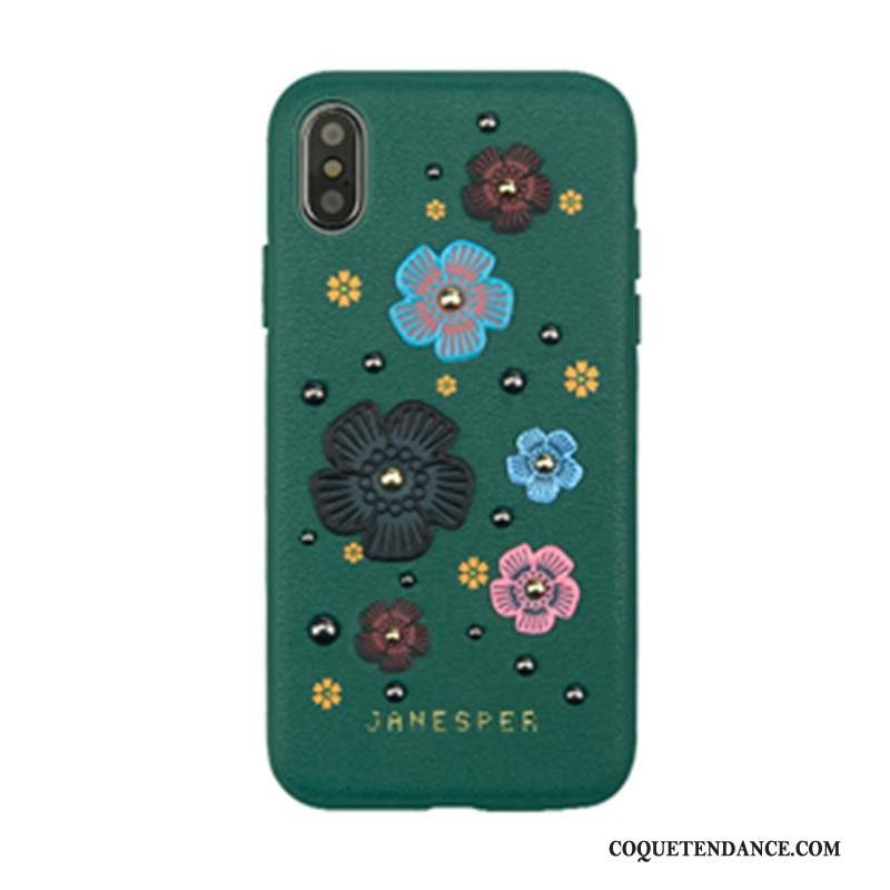 iPhone Xs Coque Fleurs Nouveau Étui Dimensionnel Protection