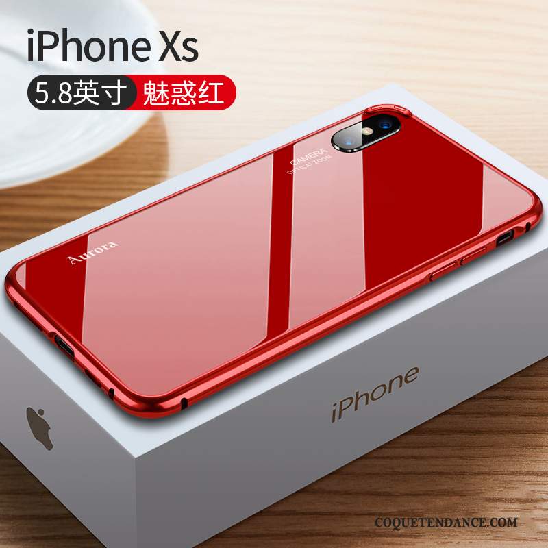 iPhone Xs Coque Luxe Tout Compris Très Mince Net Rouge Métal