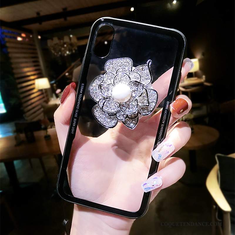 iPhone Xs Coque Marque De Tendance Strass Nouveau Ornements Suspendus Fleurs