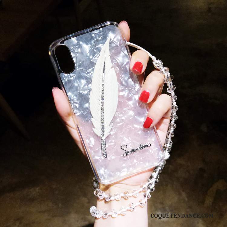 iPhone Xs Coque Nouveau Cristal Marque De Tendance Personnalité Plume