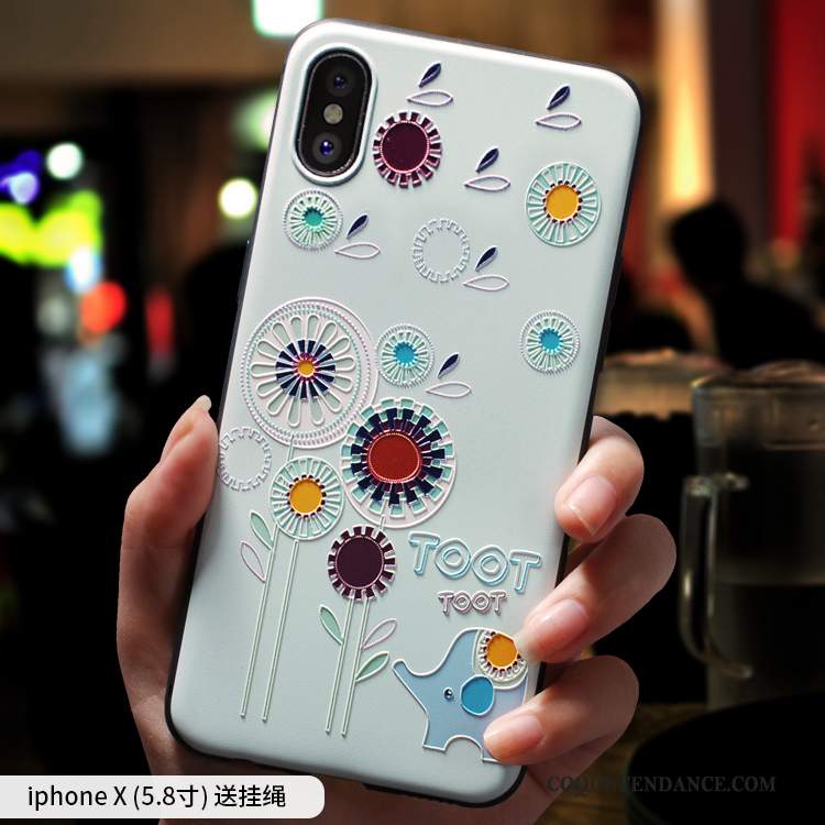 iPhone Xs Coque Nouveau Ornements Suspendus Dessin Animé Protection Vent