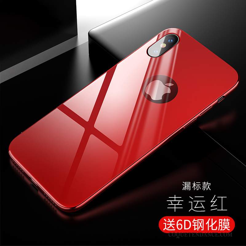 iPhone Xs Coque Transparent Rouge Miroir Incassable
