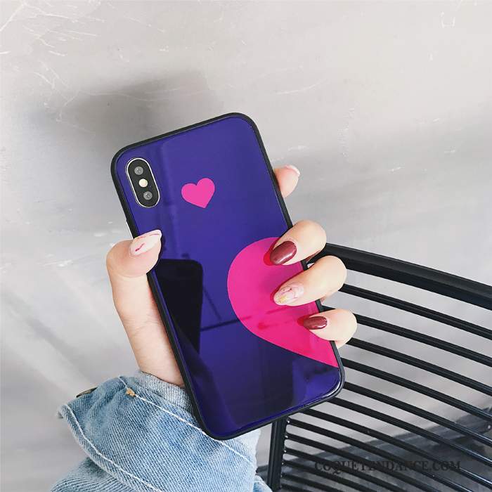 iPhone Xs Coque Violet De Téléphone Rouge Cœur Amour