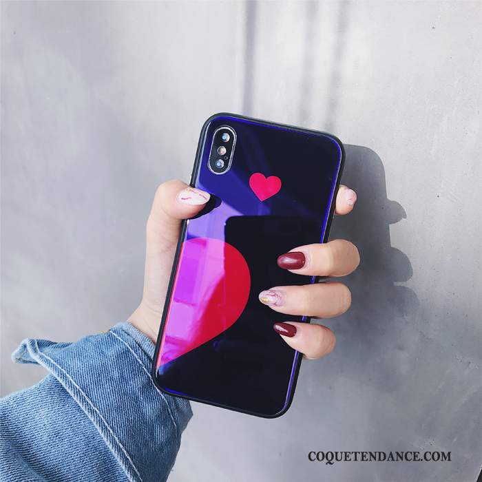 iPhone Xs Coque Violet De Téléphone Rouge Cœur Amour