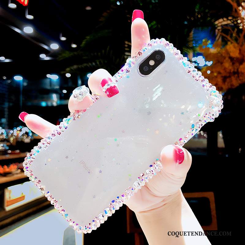 iPhone Xs Coque Étui Net Rouge De Téléphone Rose Strass