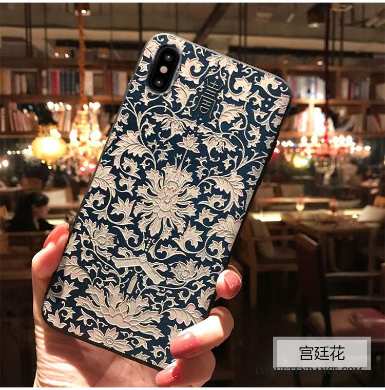 iPhone Xs Coque Étui Rouge De Téléphone Gaufrage Protection