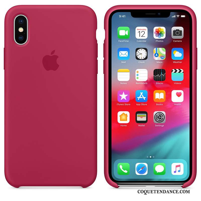 iPhone Xs Max Coque De Téléphone Silicone Net Rouge Protection Étui