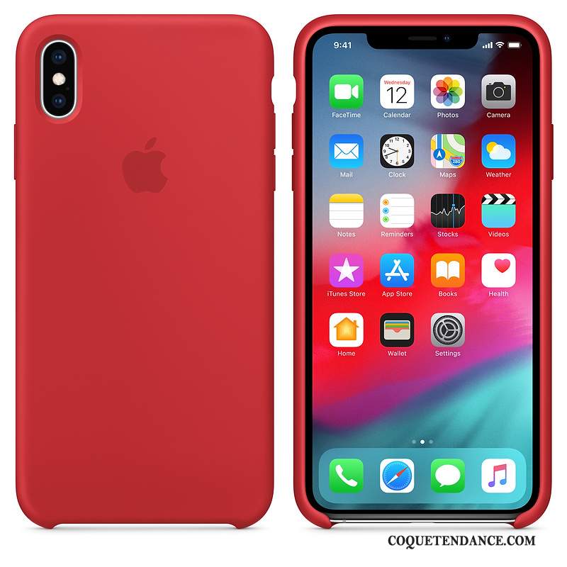 iPhone Xs Max Coque De Téléphone Silicone Net Rouge Protection Étui