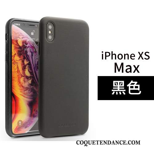 iPhone Xs Max Coque De Téléphone Simple Cuir Véritable Protection Couvercle Arrière