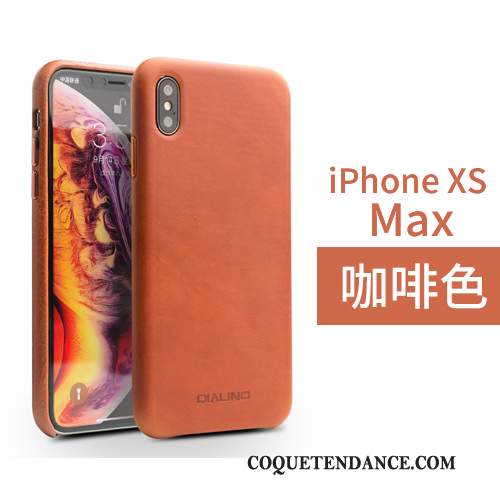 iPhone Xs Max Coque De Téléphone Simple Cuir Véritable Protection Couvercle Arrière