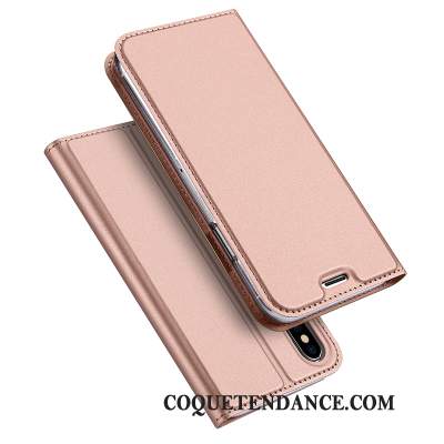 iPhone Xs Max Coque Incassable Protection De Téléphone Or Étui En Cuir