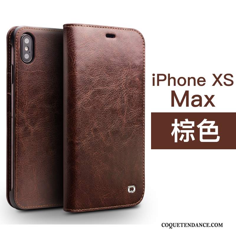 iPhone Xs Max Coque Simple Protection Cuir Véritable Clamshell