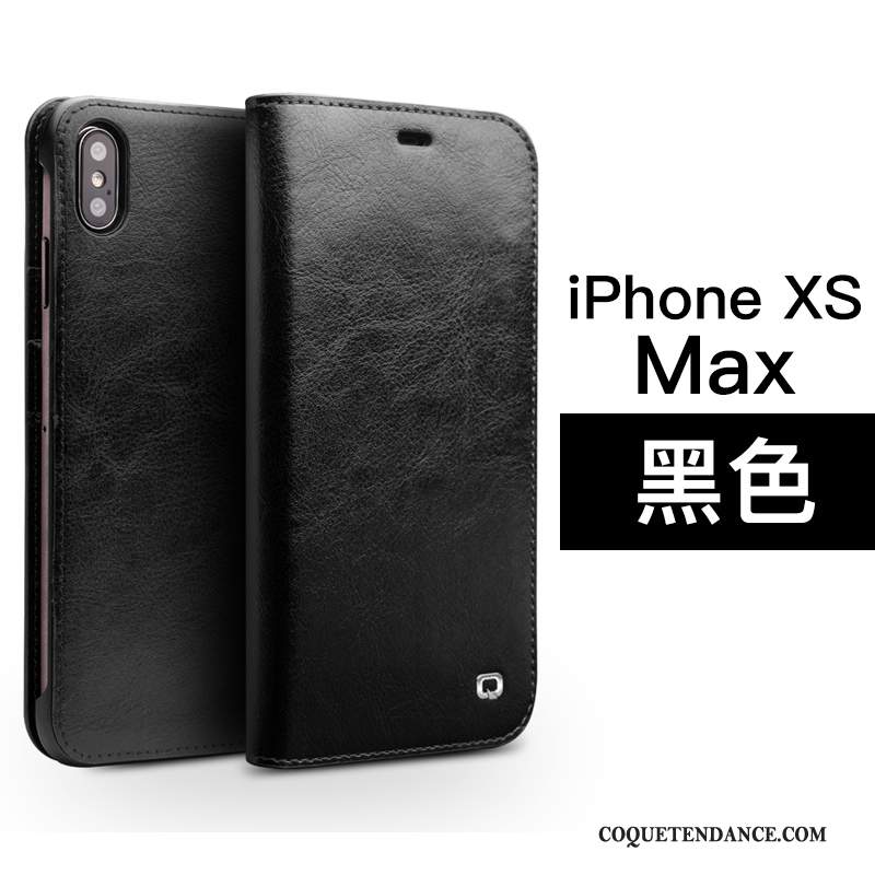 iPhone Xs Max Coque Simple Protection Cuir Véritable Clamshell