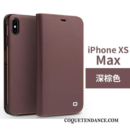 iPhone Xs Max Coque Simple Protection Cuir Véritable Clamshell
