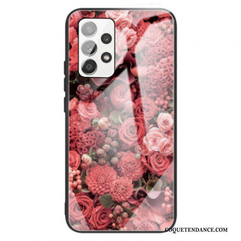 Coque Samsung Galaxy A13 Verre trempé Fleurs Roses