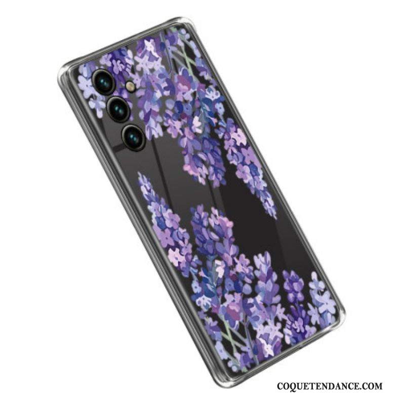 Coque Samsung Galaxy A14 5G / A14 Transparente Fleurs Violettes