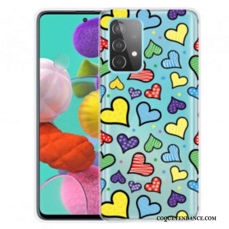 Coque Samsung Galaxy A52 4G / A52 5G / A52s 5G Coeurs Multicolores