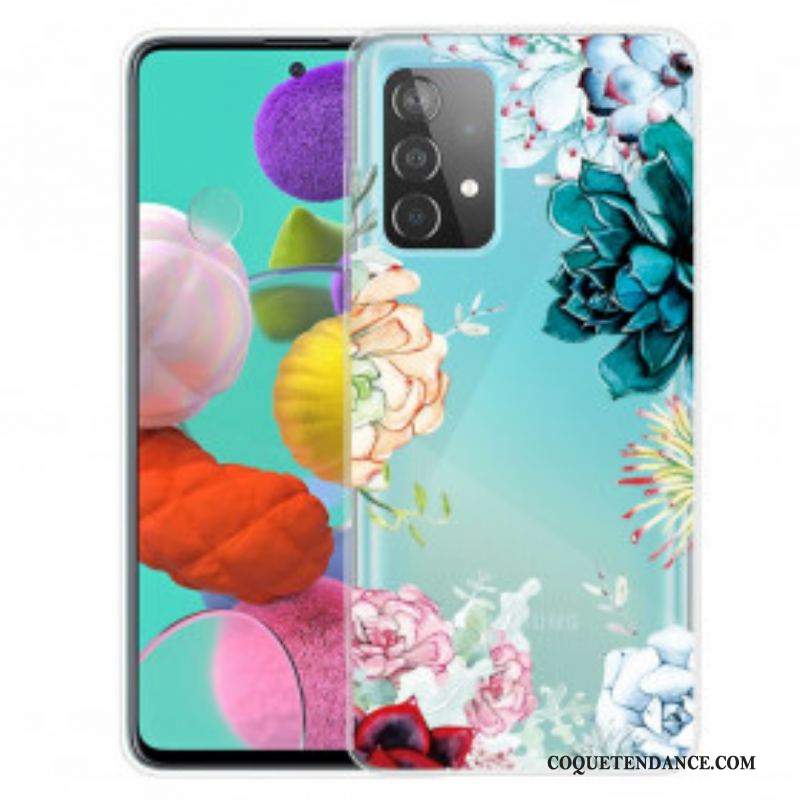 Coque Samsung Galaxy A52 4G / A52 5G / A52s 5G Fleurs Aquarelle