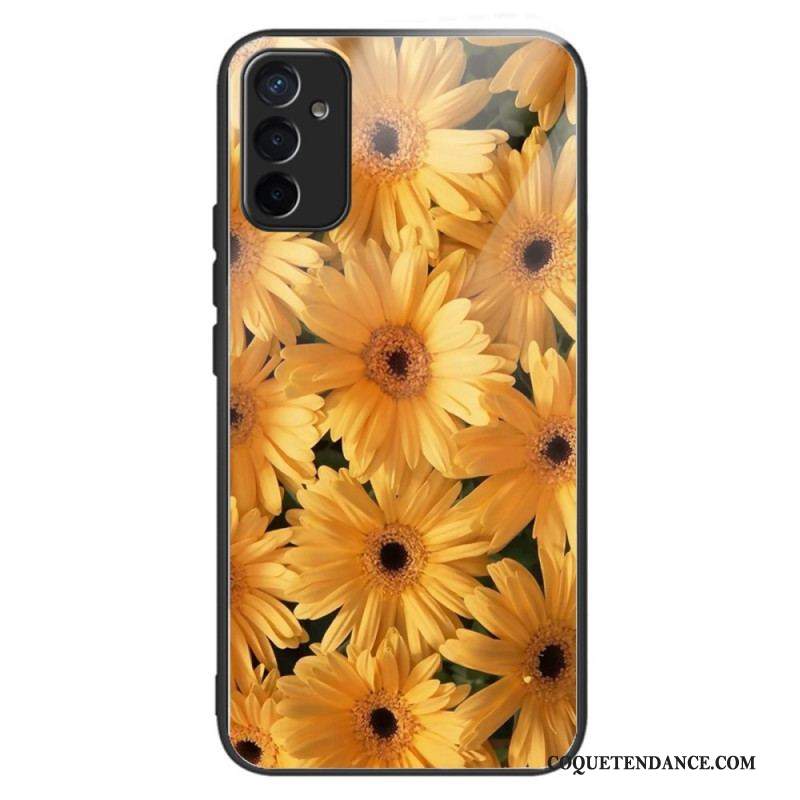 Coque Samsung Galaxy M13 Verre Trempé Fleurs de Soleil