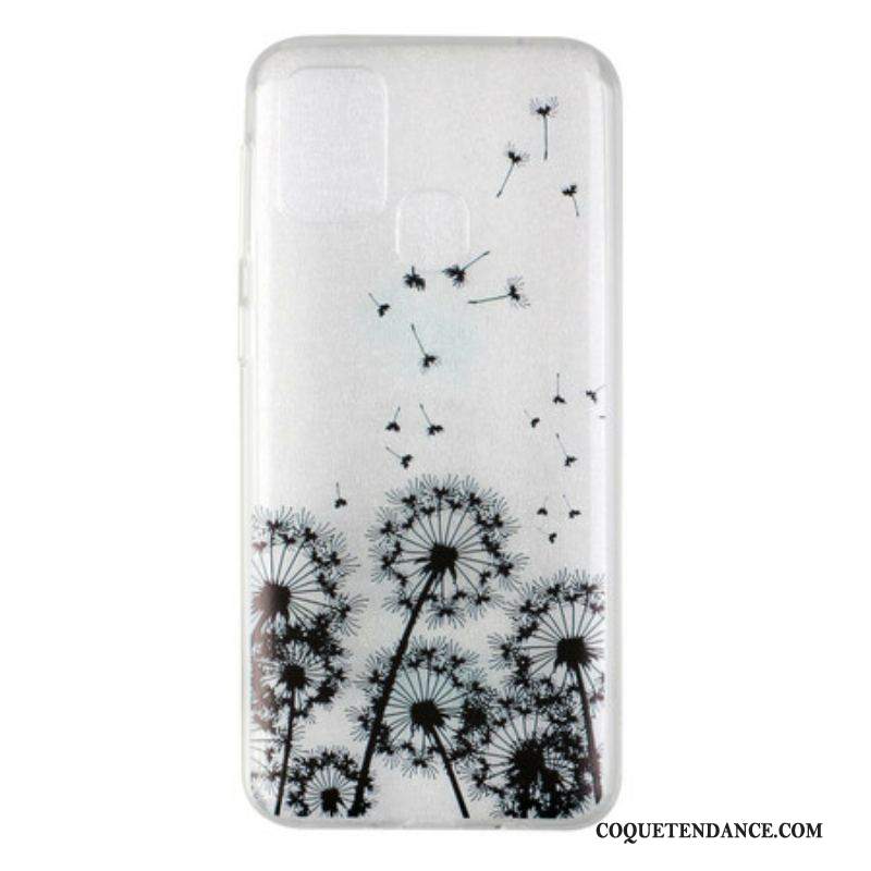 Coque Samsung Galaxy M31 Transparente Pissenlits Noirs