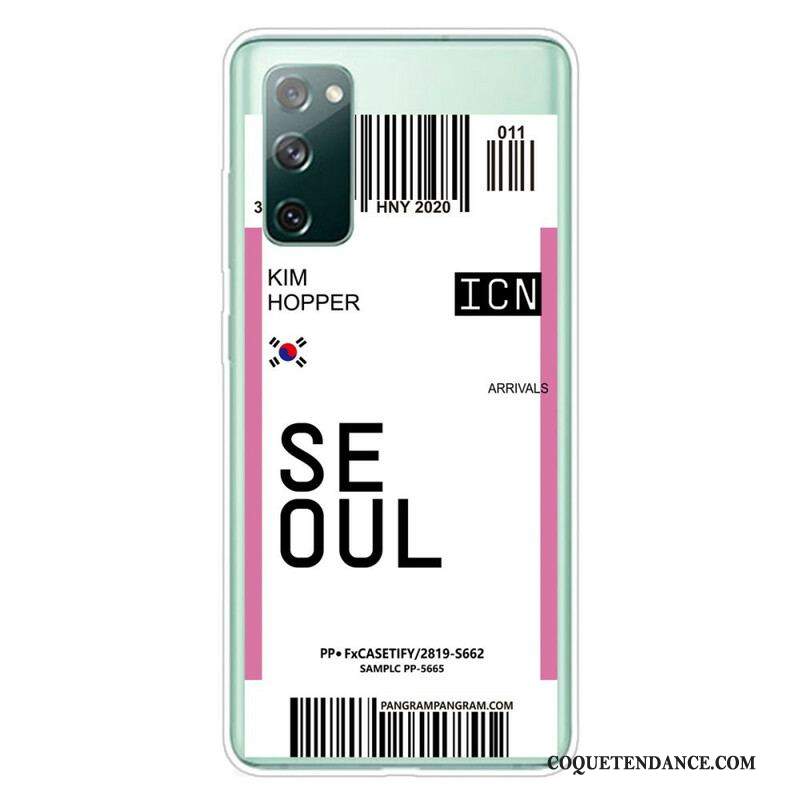 Coque Samsung Galaxy S20 FE Boarding Pass to Seoul