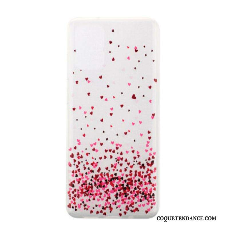 Coque Samsung Galaxy S20 Ultra Transparente Multiples Coeurs Rouges