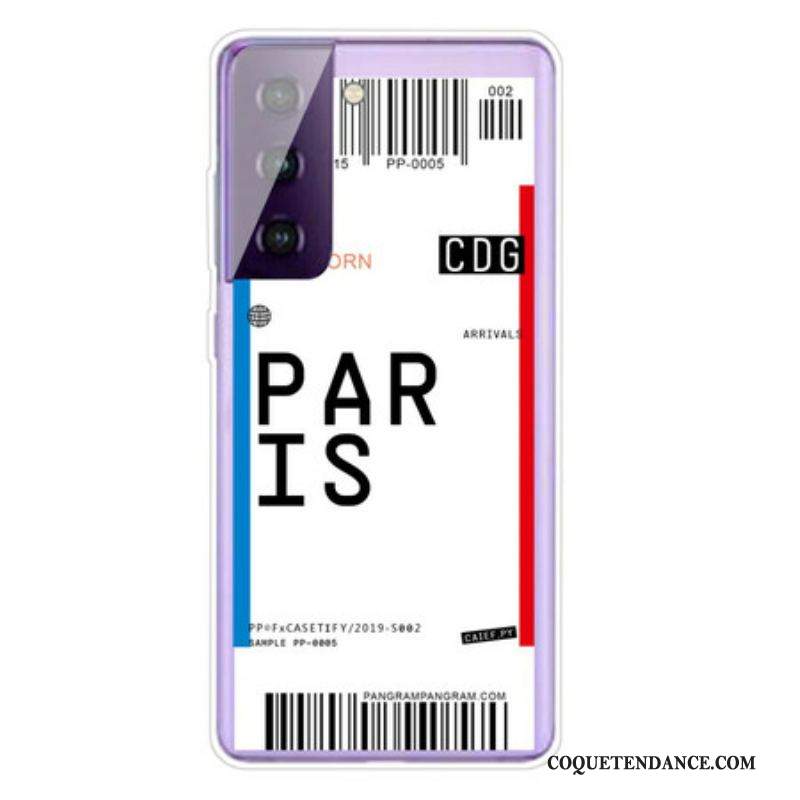 Coque Samsung Galaxy S21 5G Boarding Pass to Paris