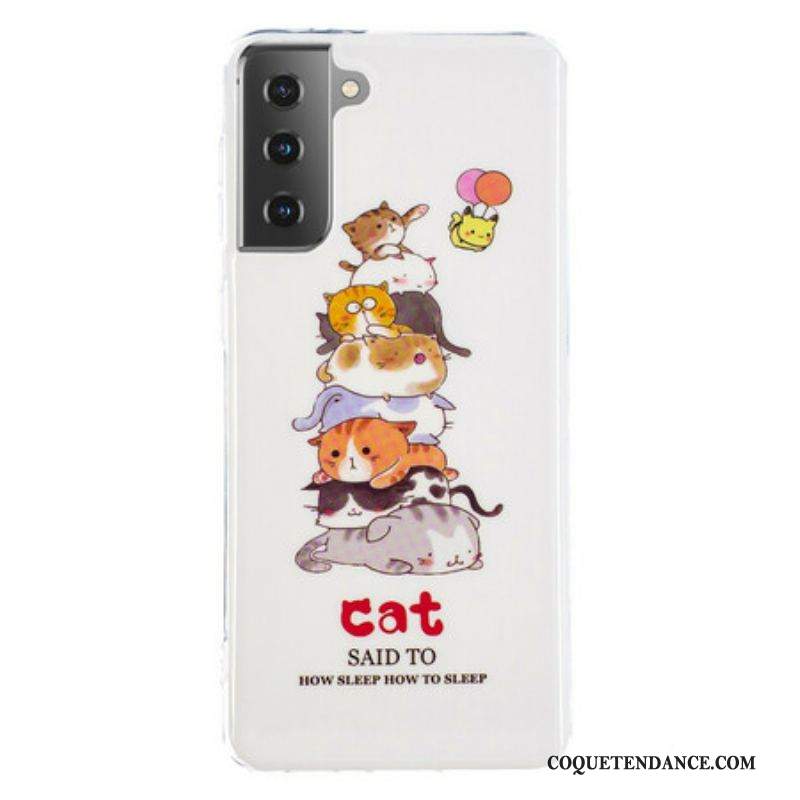 Coque Samsung Galaxy S21 5G Cats Fluorescente