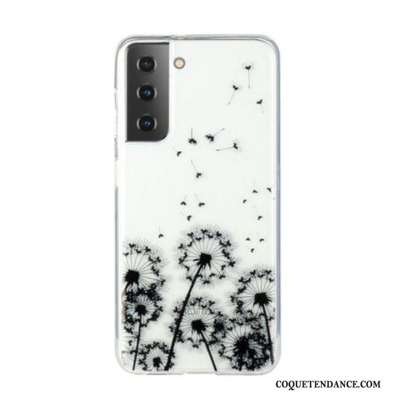 Coque Samsung Galaxy S21 5G Transparente Pissenlits Noirs