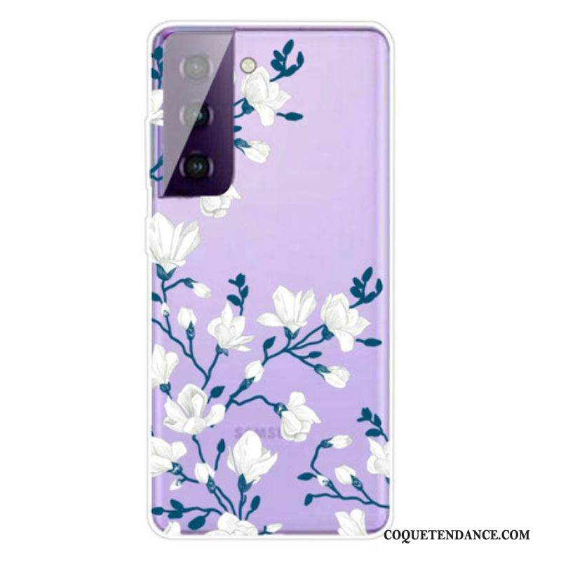 Coque Samsung Galaxy S21 FE Fleurs Blanches